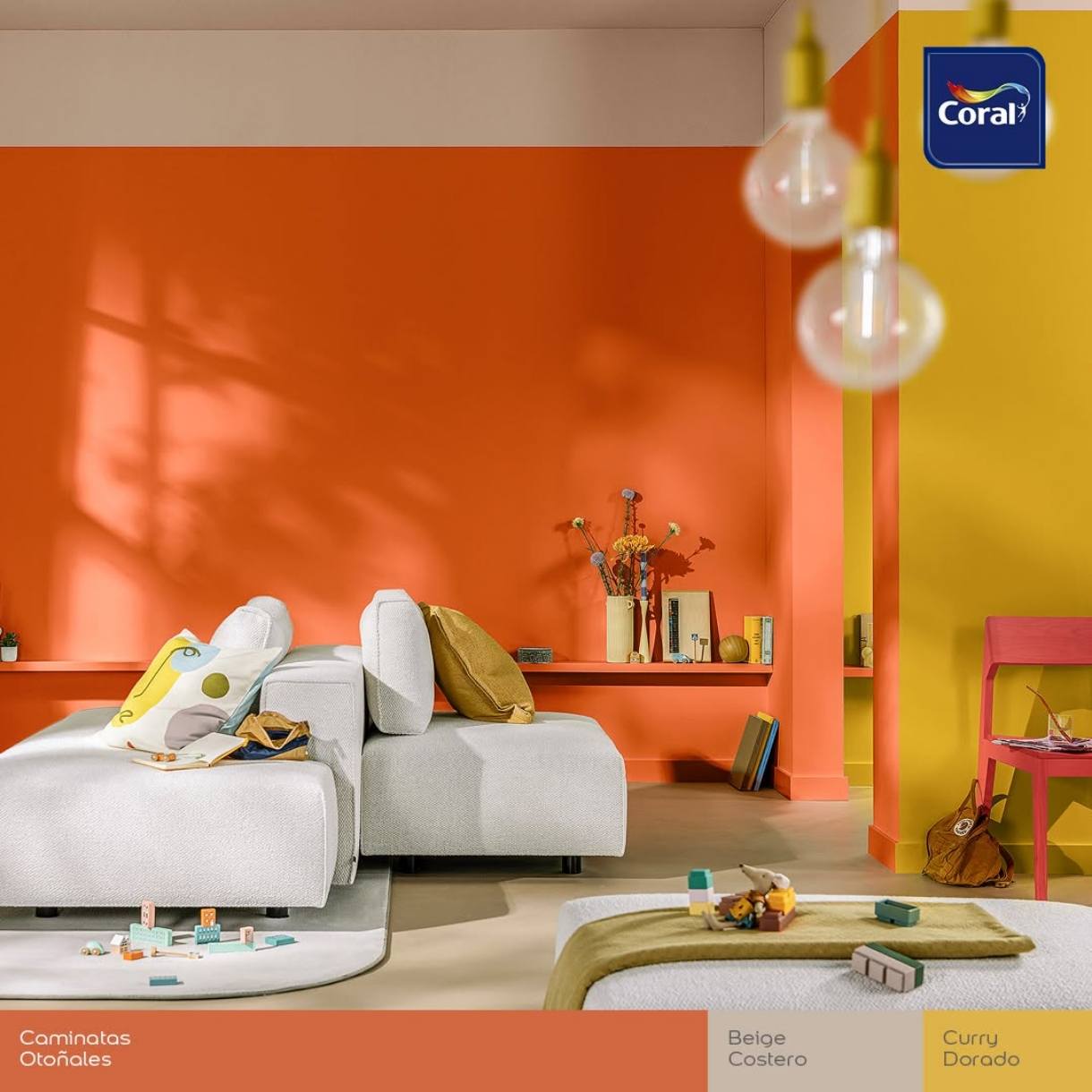 Equipamiento y terminaciones RAS Store - Interior con colores Caminatas Otoñales, Beige Costero y Curry Dorado